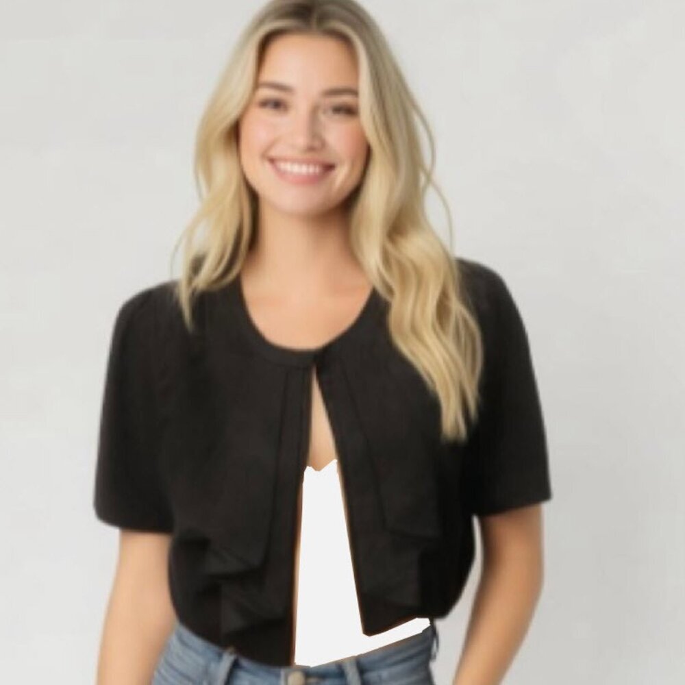 Charlotte Russe Black Linen Cropped Jacket size medium